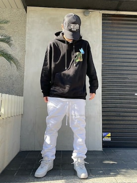 「WHITELAND（ホワイトランド）のアイテム（スウェットパンツ）」を使った、DAISUKEさん（メンズ・171cm）の冬コーディネート