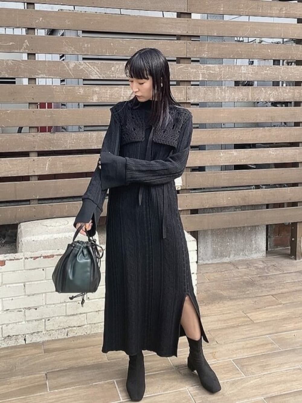 エンブロイダリーレースベストセットニットワンピースを使った