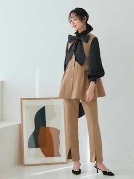 「アイテム（スーツセット、イエロー系）」を使った、RUIRUEBOUTIQUEさん（レディース・165cm）の冬コーディネート