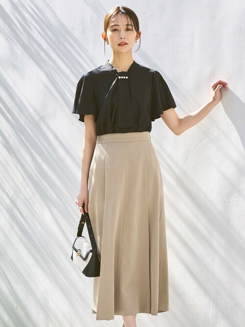 洗える ストレッチ ｜ 選べるデザインフロントタックボウタイブラウス