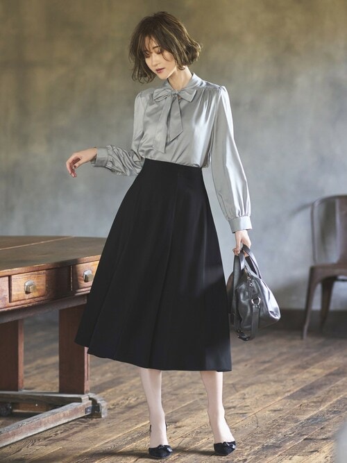 洗えるシークレットゴムハイウエストAライン美脚スカート（スカート