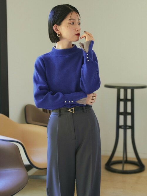 洗える ｜ アンチピリング バイカラー ニット ｜ 長袖 ニットトップス