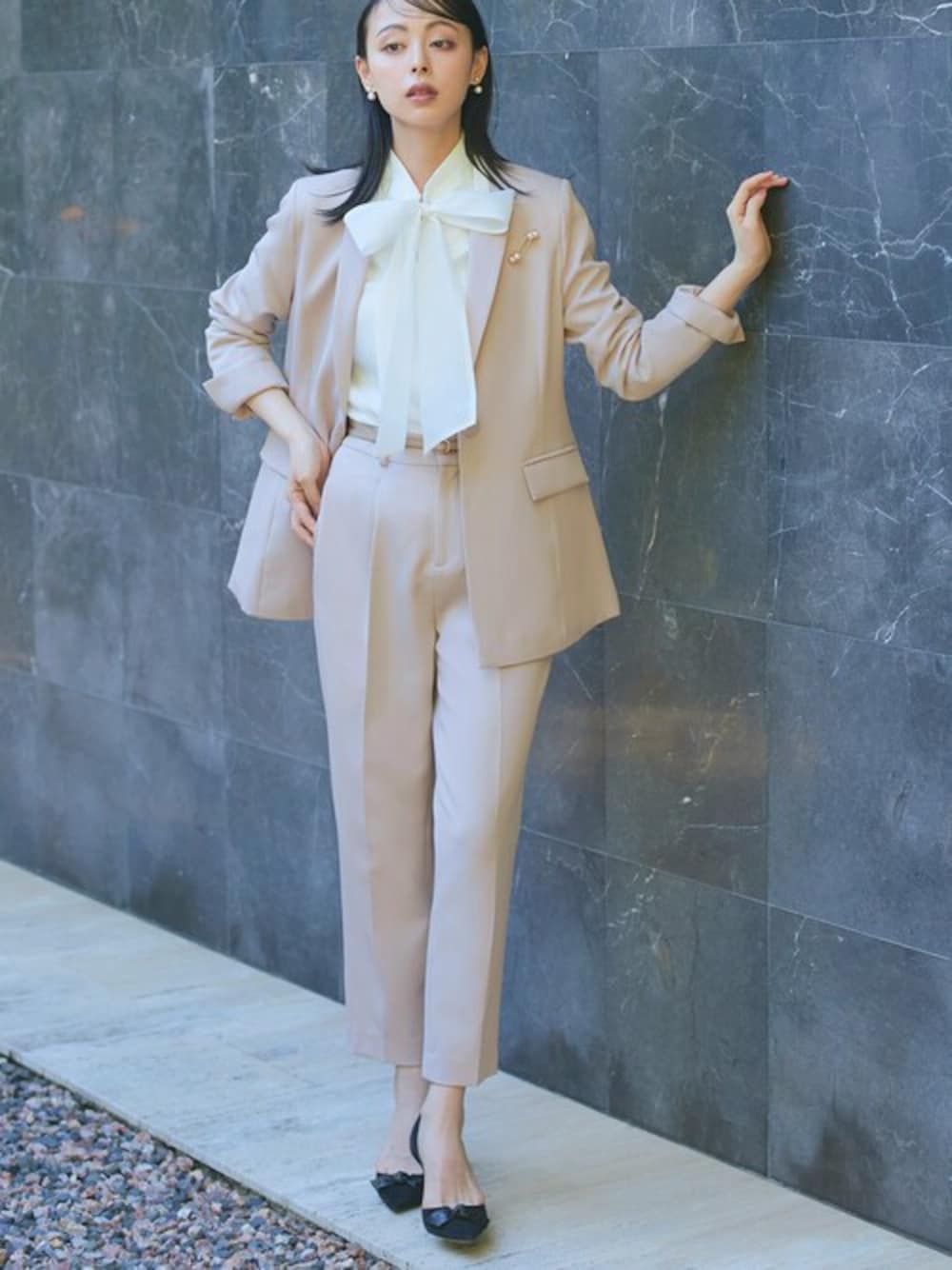 RUIRUE BOUTIQU ジャケット テーパードパンツスーツ ルイルエブティック RUIRUE BOUTIQUE 【ストレッチ】襟配色
