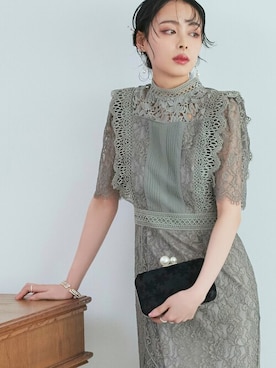 「アイテム（ドレス、グリーン系）」を使った、RUIRUEBOUTIQUEさん（レディース・165cm）の秋コーディネート