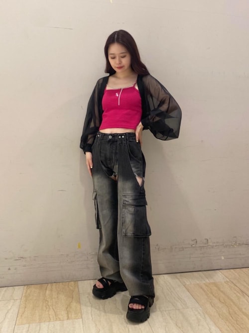 セール】2WAYカーゴオーバーダイデニム（デニムパンツ）｜SPIRALGIRL