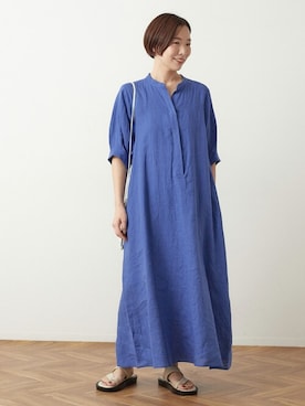 「journal standard L'essage（ジャーナルスタンダードレサージュ）の《追加》フレンチリネンスキッパーワンピース（ワンピース）」を使った、yasumotoさん（レディース・159cm）の春コーディネート