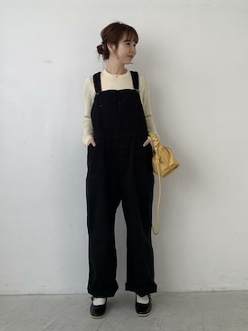 「ROPE' PICNIC（ロペピクニック）のアイテム（サロペット/オーバーオール）」を使った、momiさん（レディース・157cm）の冬コーディネート