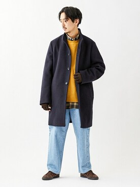 「JOURNAL STANDARD（ジャーナルスタンダード）のアイテム（チェスターコート）」を使った、HIRANAKAさん（メンズ・174cm）の冬コーディネート