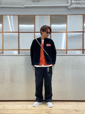 「ワイドパンツ 」｜「アイテム（その他アウター）」を使った、京都くんさん（メンズ・172cm）の秋コーディネート