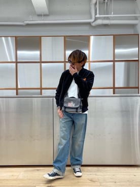 「ワイドパンツ 」｜「アイテム（ブルゾン）」を使った、京都くんさん（メンズ・172cm）の秋コーディネート