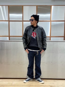 「HYSTERIC GLAMOUR（ヒステリックグラマー）の【26～28cm】サイドジップ ハイカットスニーカー（スニーカー）」を使った、京都くんさん（メンズ・172cm）の秋コーディネート