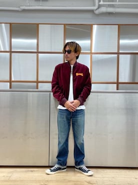 「ワイドパンツ 」｜「アイテム（ブルゾン）」を使った、京都くんさん（メンズ・172cm）の秋コーディネート