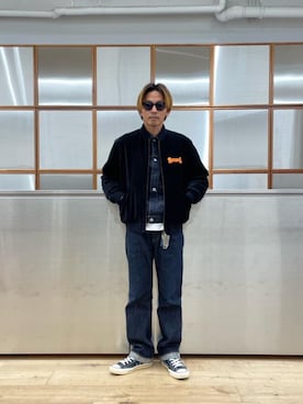 「HYSTERIC GLAMOUR（ヒステリックグラマー）の【26～28cm】サイドジップ ハイカットスニーカー（スニーカー）」を使った、京都くんさん（メンズ・172cm）の秋コーディネート