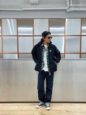 「シャツ 」｜「アイテム（ブルゾン）」を使った、京都くんさん（メンズ・172cm）の秋コーディネート