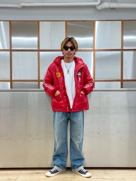 「HYSTERIC GLAMOUR（ヒステリックグラマー）の【26～28cm】サイドジップ ハイカットスニーカー（スニーカー）」を使った、京都くんさん（メンズ・172cm）の秋コーディネート
