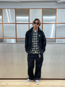 「ワイドパンツ 」｜「アイテム（ブルゾン）」を使った、京都くんさん（メンズ・172cm）の秋コーディネート