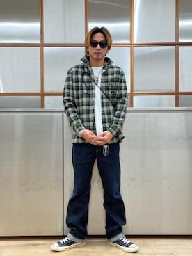 「HYSTERIC GLAMOUR（ヒステリックグラマー）のCIRCLE HEAD Tシャツ2PACS（Tシャツ/カットソー）」を使った、京都くんさん（メンズ・172cm）の秋コーディネート