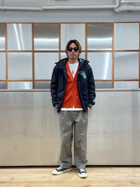 「ワイドパンツ 」｜「アイテム（ブルゾン）」を使った、京都くんさん（メンズ・172cm）の秋コーディネート