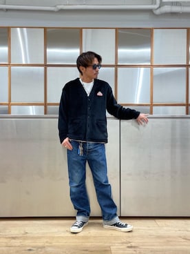 「HYSTERIC GLAMOUR（ヒステリックグラマー）の【26～28cm】サイドジップ ハイカットスニーカー（スニーカー）」を使った、京都くんさん（メンズ・172cm）の秋コーディネート