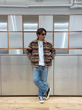 「HYSTERIC GLAMOUR（ヒステリックグラマー）の【26～28cm】サイドジップ ハイカットスニーカー（スニーカー）」を使った、京都くんさん（メンズ・172cm）の秋コーディネート