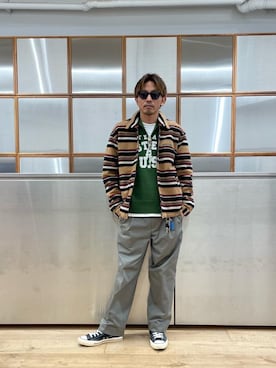 「ワイドパンツ 」｜「アイテム（その他アウター）」を使った、京都くんさん（メンズ・172cm）の秋コーディネート