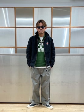「ワイドパンツ 」｜「アイテム（ブルゾン）」を使った、京都くんさん（メンズ・172cm）の冬コーディネート