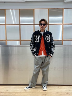 「HYSTERIC GLAMOUR（ヒステリックグラマー）の【26～28cm】サイドジップ ハイカットスニーカー（スニーカー）」を使った、京都くんさん（メンズ・172cm）の冬コーディネート
