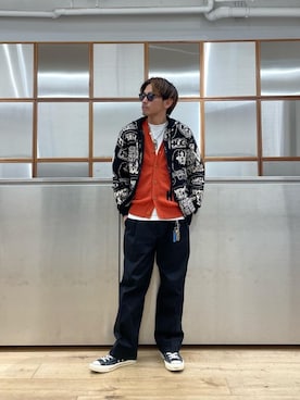 「ワイドパンツ 」｜「アイテム（シューズ）」を使った、京都くんさん（メンズ・172cm）の冬コーディネート