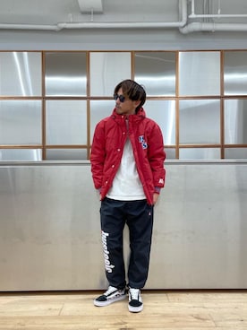 「ワイドパンツ 」｜「アイテム（ブルゾン）」を使った、京都くんさん（メンズ・172cm）の冬コーディネート