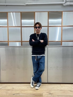 「HYSTERIC GLAMOUR（ヒステリックグラマー）の【26～28cm】サイドジップ ハイカットスニーカー（スニーカー）」を使った、京都くんさん（メンズ・172cm）の冬コーディネート