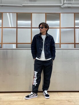 「ワイドパンツ 」｜「アイテム（ブルゾン）」を使った、京都くんさん（メンズ・172cm）の冬コーディネート