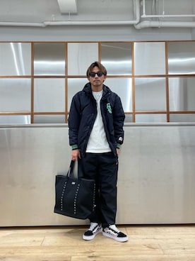 「HYSTERIC GLAMOUR（ヒステリックグラマー）のCIRCLE HEAD Tシャツ2PACS（Tシャツ/カットソー）」を使った、京都くんさん（メンズ・172cm）の冬コーディネート