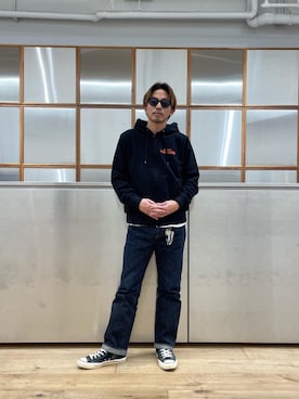 「HYSTERIC GLAMOUR（ヒステリックグラマー）の【26～28cm】サイドジップ ハイカットスニーカー（スニーカー）」を使った、京都くんさん（メンズ・172cm）の冬コーディネート