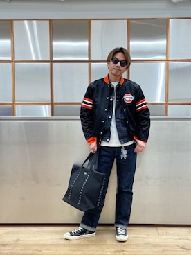 「ラフコーデ」｜「アイテム（スタジャン）」を使った、京都くんさん（メンズ・172cm）の冬コーディネート