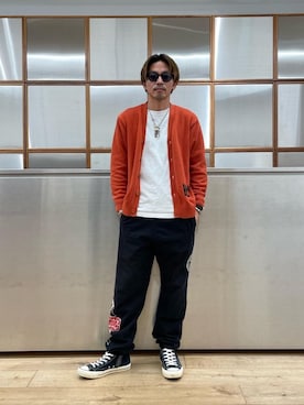 「HYSTERIC GLAMOUR（ヒステリックグラマー）の【26～28cm】サイドジップ ハイカットスニーカー（スニーカー）」を使った、京都くんさん（メンズ・172cm）の冬コーディネート