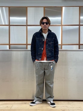 「ワイドパンツ 」｜「アイテム（ブルゾン）」を使った、京都くんさん（メンズ・172cm）の冬コーディネート
