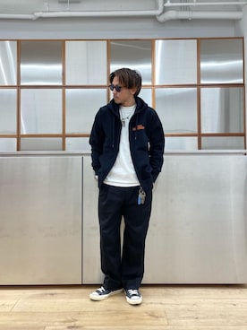 「ワイドパンツ 」｜「アイテム（シューズ）」を使った、京都くんさん（メンズ・172cm）の冬コーディネート