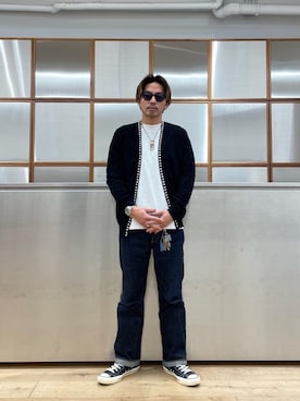 「HYSTERIC GLAMOUR（ヒステリックグラマー）の【26～28cm】サイドジップ ハイカットスニーカー（スニーカー）」を使った、京都くんさん（メンズ・172cm）の冬コーディネート