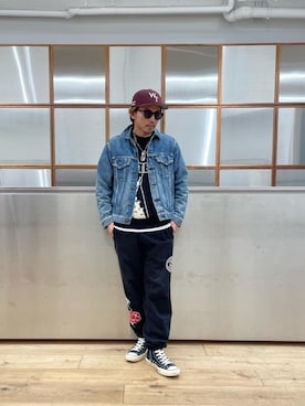 「HYSTERIC GLAMOUR（ヒステリックグラマー）のCIRCLE HEAD Tシャツ2PACS（Tシャツ/カットソー）」を使った、京都くんさん（メンズ・172cm）の冬コーディネート