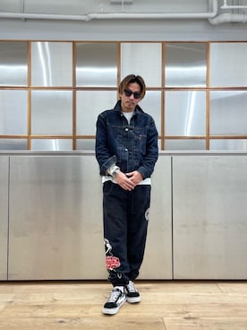 「HYSTERIC GLAMOUR（ヒステリックグラマー）のCIRCLE HEAD Tシャツ2PACS（Tシャツ/カットソー）」を使った、京都くんさん（メンズ・172cm）の冬コーディネート