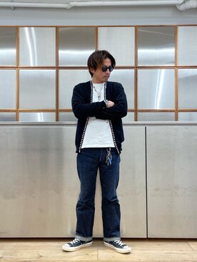 「HYSTERIC GLAMOUR（ヒステリックグラマー）の【26～28cm】サイドジップ ハイカットスニーカー（スニーカー）」を使った、京都くんさん（メンズ・172cm）の冬コーディネート