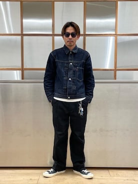 「ワイドパンツ 」｜「アイテム（ブルゾン）」を使った、京都くんさん（メンズ・172cm）の冬コーディネート