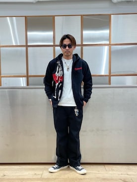 「ワイドパンツ 」｜「アイテム（シューズ）」を使った、京都くんさん（メンズ・172cm）の冬コーディネート