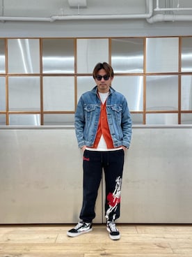 「HYSTERIC GLAMOUR（ヒステリックグラマー）のアイテム（スウェットパンツ）」を使った、京都くんさん（メンズ・172cm）の冬コーディネート
