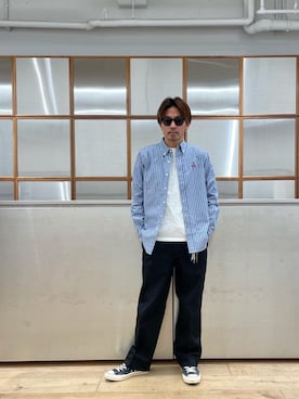 「ワイドパンツ 」｜「アイテム（シューズ）」を使った、京都くんさん（メンズ・172cm）の冬コーディネート