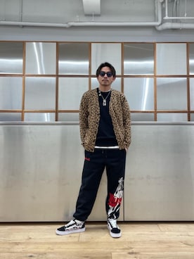 「ワイドパンツ 」｜「アイテム（スウェットパンツ）」を使った、京都くんさん（メンズ・172cm）の冬コーディネート