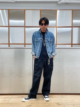 「アイテム（デニムジャケット）」を使った、京都くんさん（メンズ・172cm）の夏コーディネート