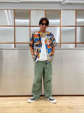 「アイテム（スニーカー）」を使った、京都くんさん（メンズ・172cm）の夏コーディネート