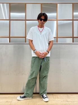 「HYSTERIC GLAMOUR（ヒステリックグラマー）のCIRCLE HEAD Tシャツ2PACS（Tシャツ/カットソー）」を使った、京都くんさん（メンズ・172cm）の夏コーディネート