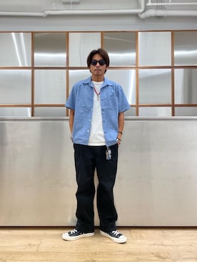 「HYSTERIC GLAMOUR（ヒステリックグラマー）のCIRCLE HEAD Tシャツ2PACS（Tシャツ/カットソー）」を使った、京都くんさん（メンズ・172cm）の夏コーディネート